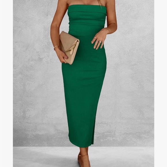 PRETTY GARDEN Women's Summer Bodycon Maxi Tube Dress Ribbed Strapless - Picture 7 of 12